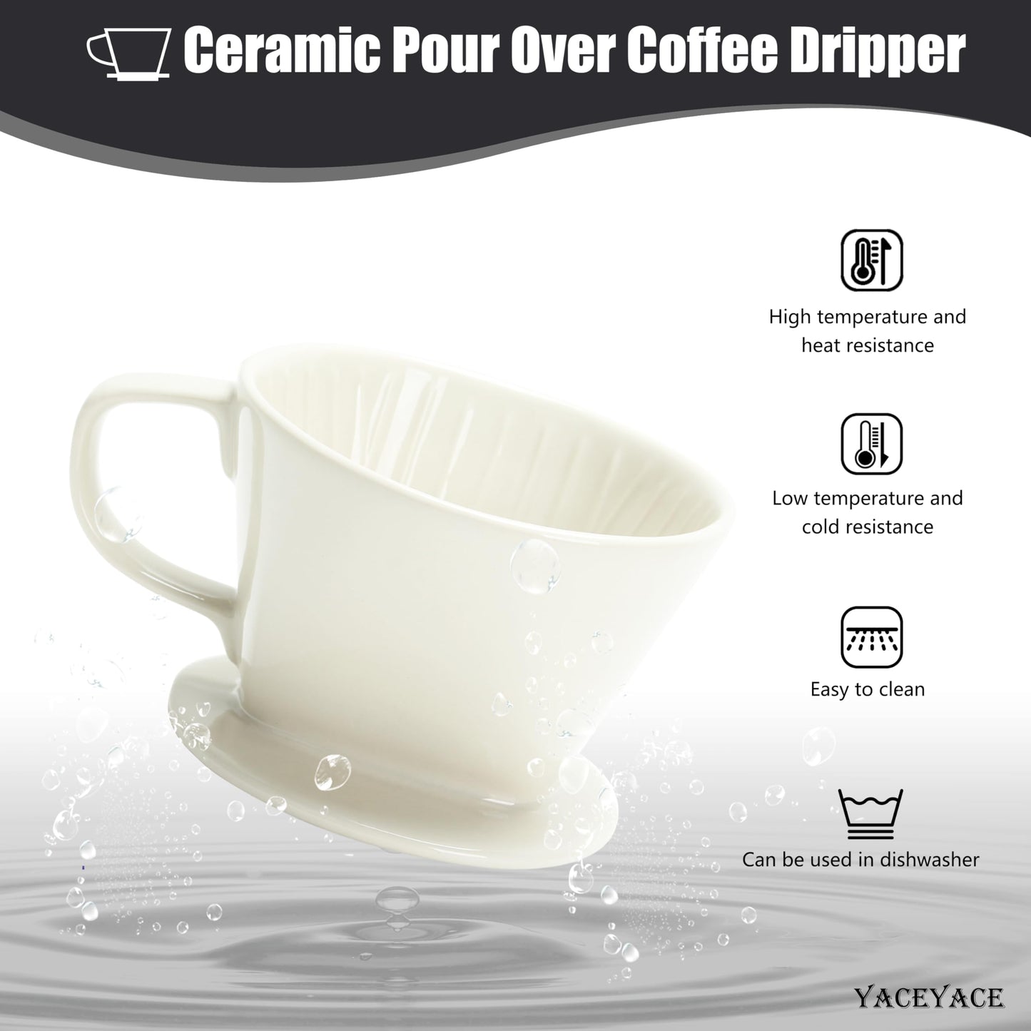 Ceramic Pour Over Coffee Dripper, Small Ceramic Pour Over, Off White