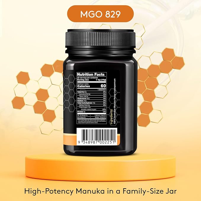 Nature’s Gold Raw Manuka Honey, MGO 829+ | Authentic MGO, Australian Honey, Non-GMO, 100% Pure Genuine Traceable from Hive to Home