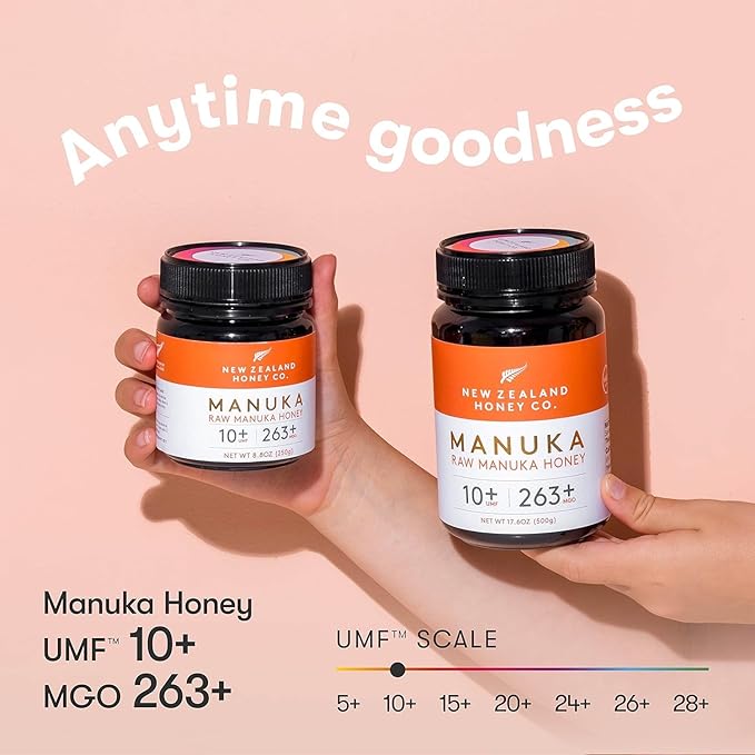 New Zealand Honey Co. Raw Manuka Honey UMF 10+ | MGO 263+, 8.8oz / 250g | Organic Medical Grade Manuka Honey for Daily Wellness, Skin Care & Dogs