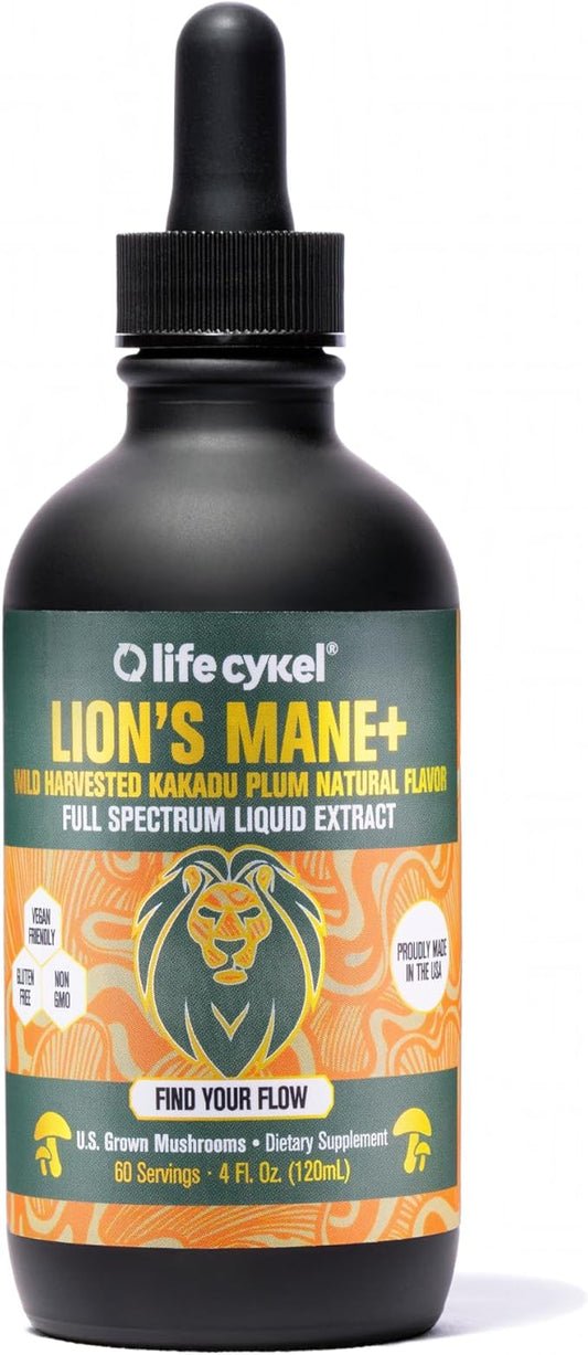 Lifecykel - Lion's Mane Mushroom Extract with Kakadu Plum - Brain Booster Nootropic for Memory