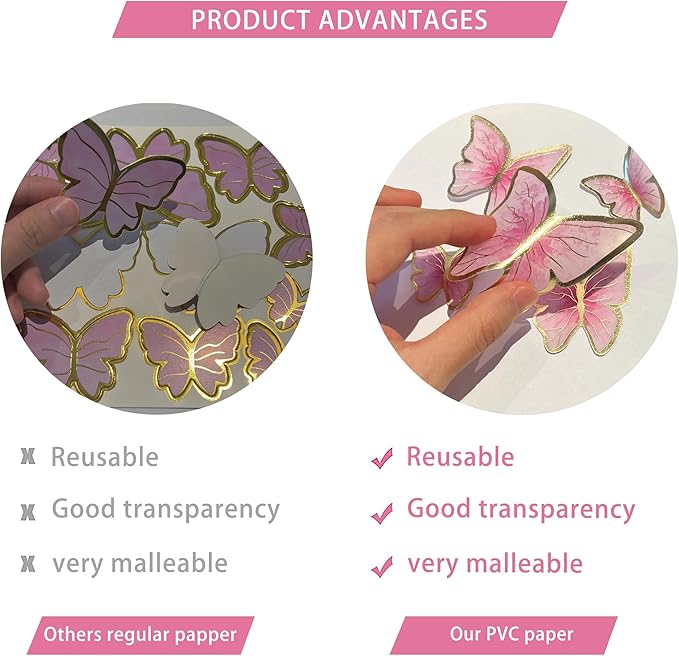 11-Piece Gold Butterfly Cake Toppers Set: Happy Birthday Cake Decorations