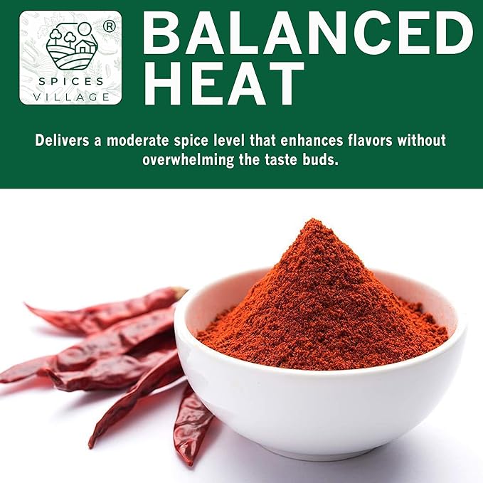 Spices Village Red Chili Powder, Medium Hot Ground Red Peppers for Cooking, 8 oz, Kosher Certified, Indian Chili Seasoning, Gluten Free, Non GMO, Cayenne Pepper Powder, Resealable Bulk Bag
