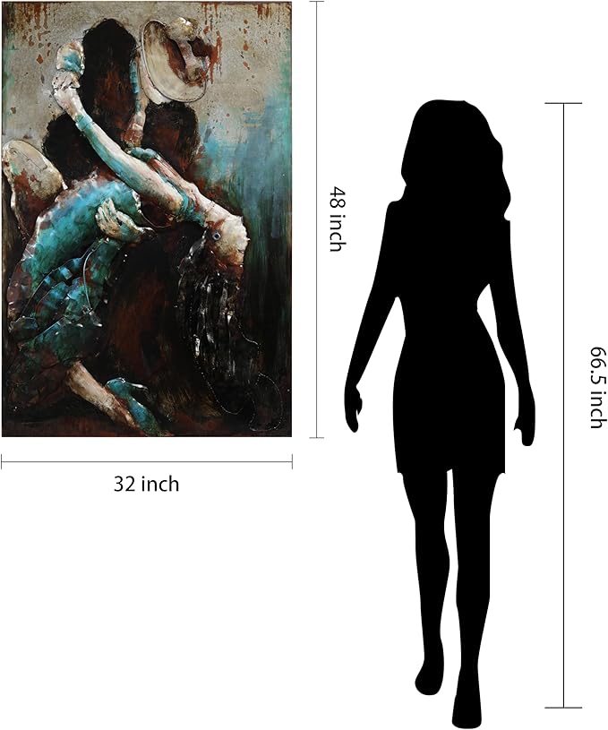 Empire Art Direct Ballroom Dancers Mixed Media Iron Hand Painted Dimensional Wall Art, 48" x 32" x 2.4", Ready to Hang