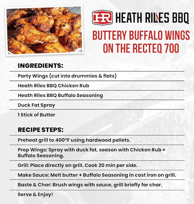 Heath Riles BBQ Rub - Buffalo Seasoning, Champion Pitmaster Recipe, Legendary Rubs For Smoking & Grilling, 70+ BBQ Championships, 8 oz.