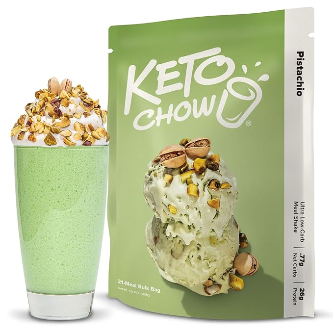 Keto Chow Pistachio | Keto Meal Replacement Shake Powder | Nutritionally Complete | Low Carb | Delicious Easy Meal Substitute | Protein Rich You Choose The Fat | 21 Meal Serving