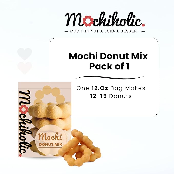 Donut Mix Original Recipe, Mochi Mix, Rice Flour with Low Calories and Sugar with Essential Nutrients, 12 oz Healthy Daily Snacks by Mochiholic (Pack of 1)