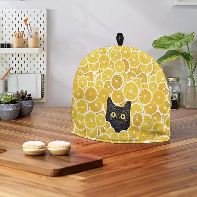 Tea Pot Cover Yellow Lemon Print Teapots Cosy Insulated Tea Cozies Home Kitchen Decoration Teapot Dust Cover Warming Tea Kettle Quilt Creative Gifts for Party
