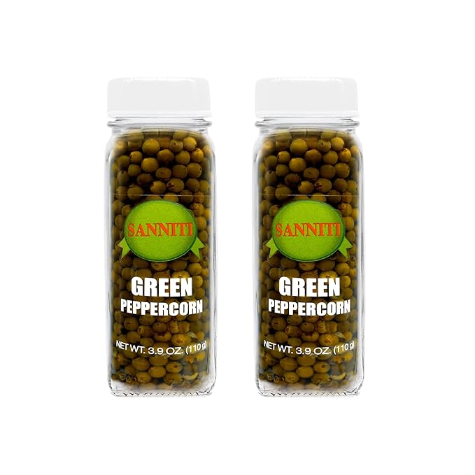 Sanniti Peppercorns in Brine | Imported from Spain | Great for Sauces, Soups, Meats and Light Dishes, 3.9 oz (Pack of 2) (Green)