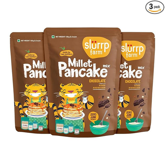 Slurrp Farm Instant Breakfast Millet Pancake Mix, Chocolate And Supergrains, Natural And Healthy Food, 150g (Pack Of 3)