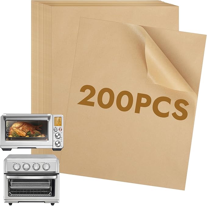 BYKITCHEN 200PCS 11 x 9in Air Fryer Parchment Paper Sheet Liners Compatible with Breville Smart Oven Air Fryer Pro BOV900BSS/ Cuisinart Airfryer Toaster Oven, Airfryer Toaster Oven Combo Accessories