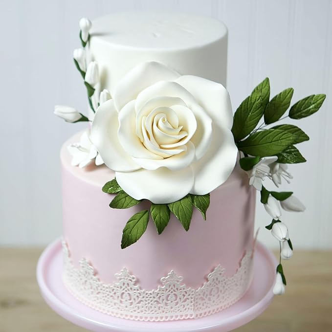 Global Sugar Art Rose Jumbo Sugar Cake Flowers White, 5 Count by Chef Alan Tetreault