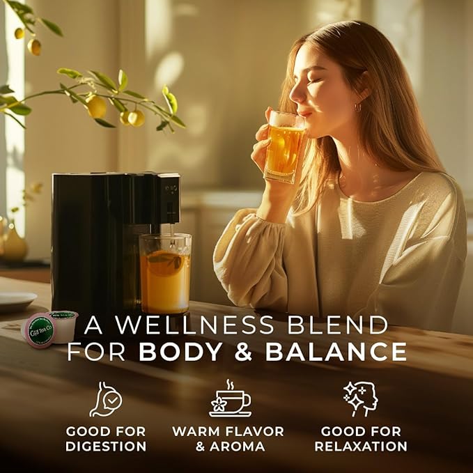 Gya Tea Co Lemon Ginger Tea Gift Set (16 ct) - Decaf Tea Pod Rich in Lemongrass, Blackberry, Linden Leaves, L-Theanine & Ginger for Body Comfort & Soothing