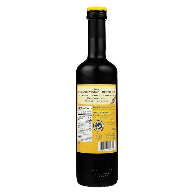 Mazzetti L'Originale Italian Balsamic Vinegar of Modena, Organic & Aged, Yellow Label 2 Leaf 16.9 Ounce