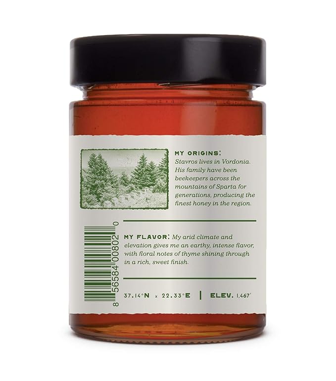 Organic Honey by Ancient Foods - Raw Unfiltered Authentic Organic Greek Honey from Greece | Unfiltered Wild Forest from Vordonia, Greece | 454g (Ilia)