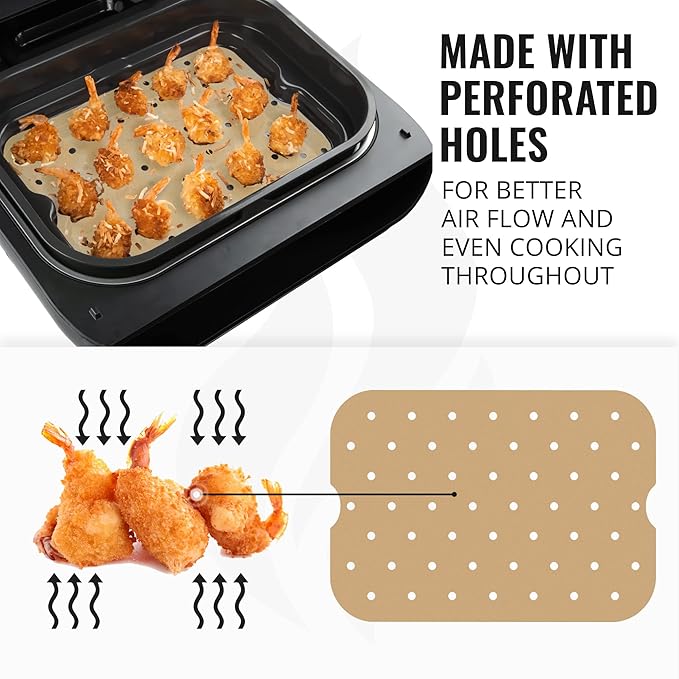 Unbleached Parchment Paper Liners for Ninja Foodi XL Smart FG551 6-in-1 Indoor Grill Accessories, Air Fryer Liners and Reusable Heat Resistant Mat, Accessories by INFRAOVENS