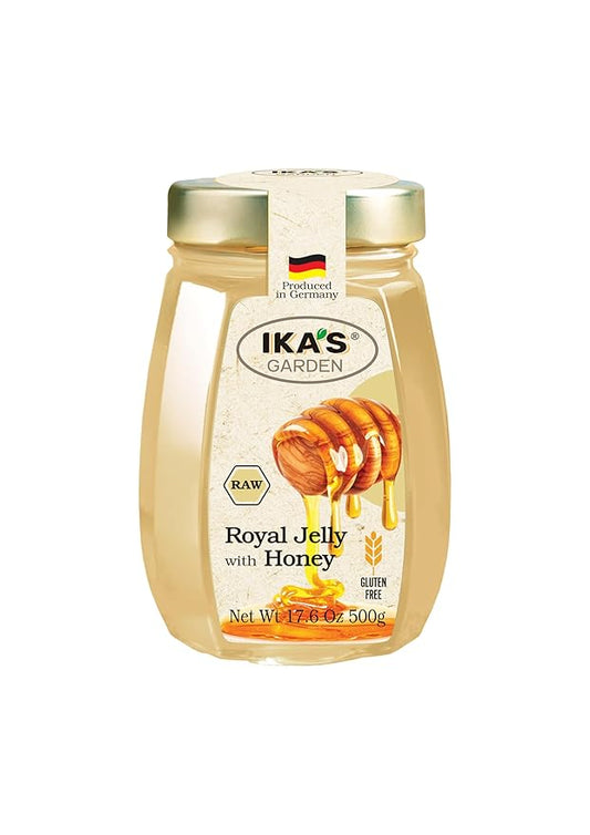 Ika's Garden Raw Royal Jelly with Honey - 100% Pure, Unfiltered, Gluten-Free – Product of Germany, 17.6 oz (500g) Jar