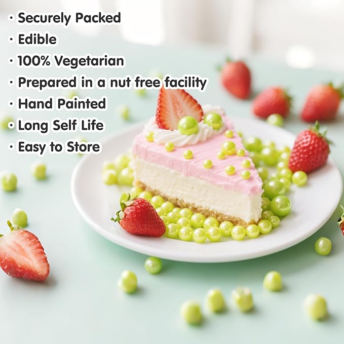 Edible Green Pearl Sprinkles,130g/4.58oz,Halloween Pearls Mix Size Sugar Sprinkle for Cake Decorating,Baking Edible Candy,Cake Decorations,Cupcake Toppers,Cookie Donuts Ice Cream Toppings,Birthday Party Christmas Supplies