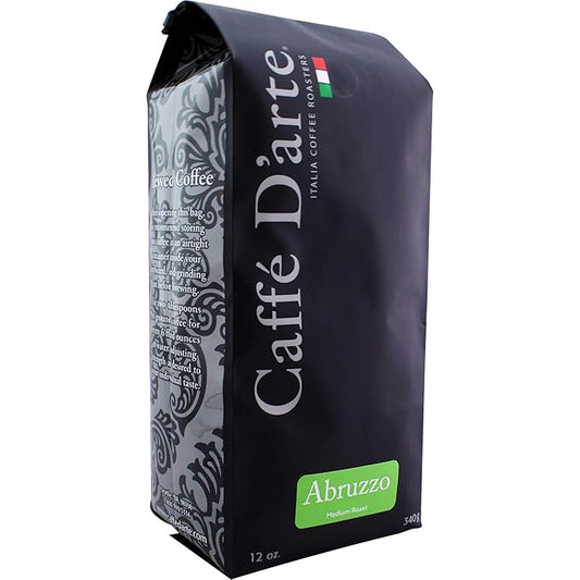 Caffe D'arte Abruzzo Ground Coffee, Medium Roast, Earthy & Winey Notes, Crafted for Drip ??Fresh Roasted in Seattle - 12 Ounce (1 Pack)