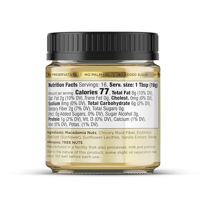 Macadamia Nut Butter, White Chocolate - 1 x 8.8oz - No Added Sugar, No Palm Oil, Plant-based, No Artificial Ingredients