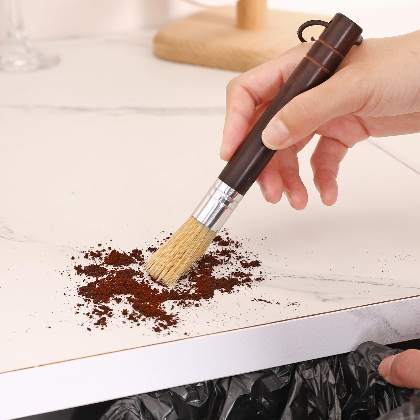 Coffee Grinder Cleaning Brush, Espresso Machine Brush Cleaner Tool with Wooden Handle and Natural