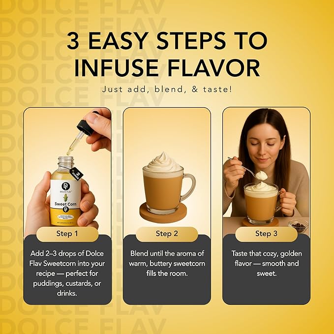 Dolce Flav Natural Sweet Corn Extract ??2 Ounce Water-Soluble Kosher, Sugar-Free, Concentrated Savory-Sweet Flavor for Baking, Cornbread & Ice Cream, Includes Measured Dropper