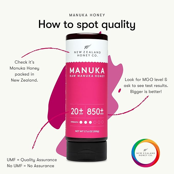 New Zealand Honey Co. Pure Manuka Honey UMF 20+ Squeezy | 500g | 17.6oz | Squeezable UMF Manuka Honey