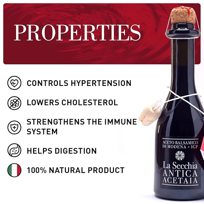 La Secchia Balsamic Vinegar of Modena PGI "One Star", Aged in Oak, Low Density, 250 ml Bottle with Cork Pourer