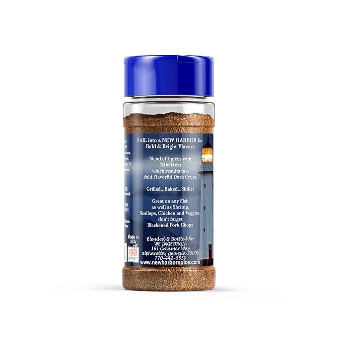 New Harbor Seasoning - Blackened Seasoning | All Natural | Bold & Bright Flavor | Perfect for Grilled Fish | Made in America |