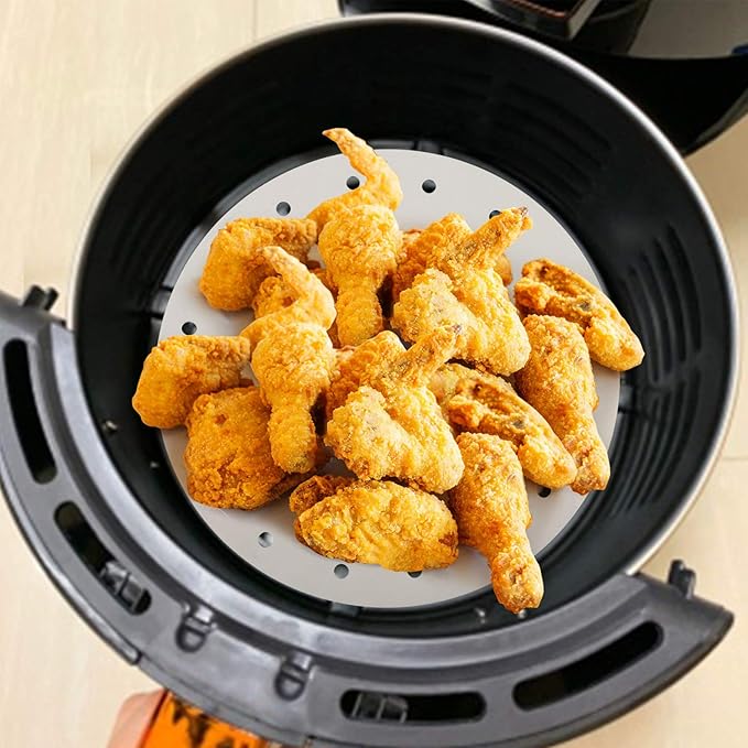 Beasea Air Fryer Parchment Paper 11 Inch, 200pcs Disposable White Perforated Parchment Paper for Air Fryer and Steaming Basket