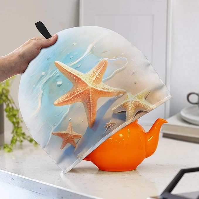 Beachside Starfish Conch Print Tea Cosy for Teapots, Keep Warm, Durable, Fits Most Teapots