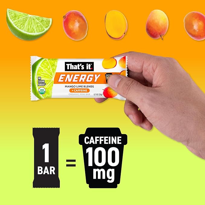 That?™s it. Mango Lime Energy Mini Bars | 100mg Natural Caffeine |Mango Lime| Allergy-Friendly, Nut Free, Organic, Non-GMO, Gluten-Free Snacks | 15 Count