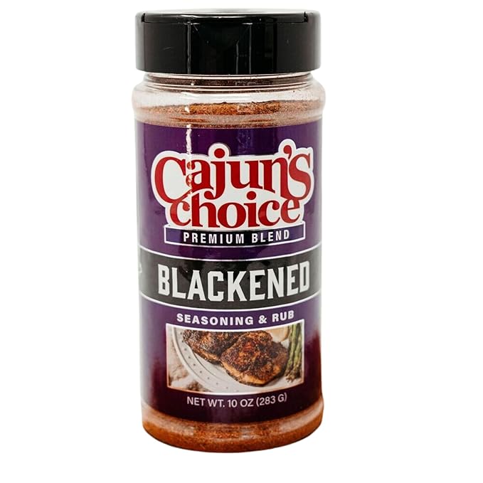Blackened Seasoning 10 oz Shaker – Ideal for Grilling or Cooking Fish, Chicken, Pork, Steak, Vegetables, Burgers, Salmon, Soups & More – Adds Authentic Louisiana Flavor - By Cajun's Choice