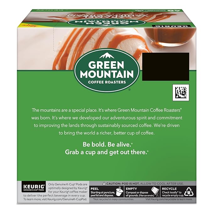 Green Mountain Coffee Roasters Caramel Vanilla Cream, Single-Serve Keurig K-Cup Pods, Flavored Light Roast Coffee Pods, 48 Count