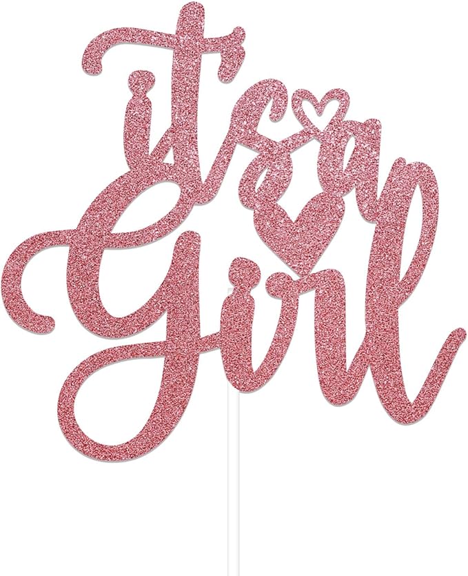 It's a Girl Cake Topper - Welcome Baby Girl Cake Topper, Girl Baby Shower/Gender Reveal Cake Decorations, Sweet Girls Cake Decorations Rose Gold Glitter