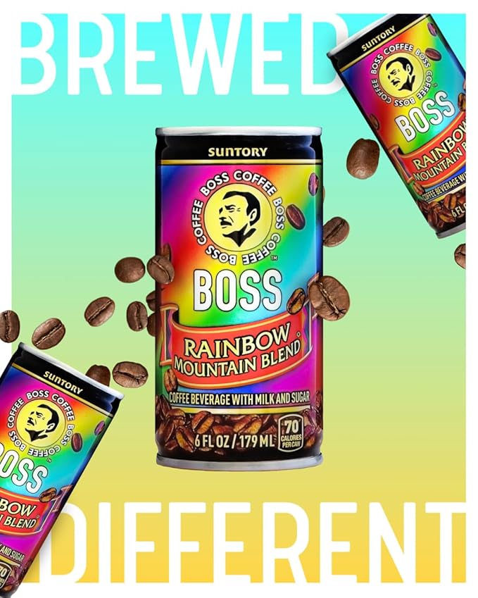 BOSS Coffee by Suntory ??Rainbow Mountain Blend Japanese Flash Brew Coffee, 6oz 12 Pack, Imported from Japan, Espresso Doubleshot, Ready to Drink, Contains Milk, No Gluten