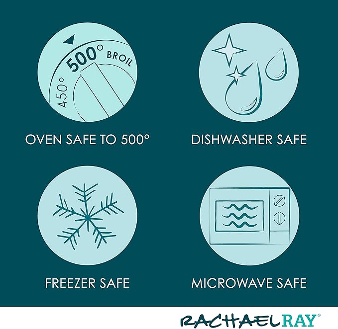 Rachael Ray Solid Glaze Ceramics Casserole Bakers/Baking Dish with Shared Lid Set, 3 Piece, Red