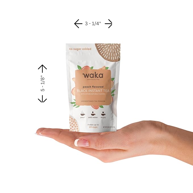 Waka Instant Tea ??Black & Strawberry Green Tea Powder Sample Bundle ??Unsweetened, No Sugar Added ??100% Tea Leaves ??4 x 0.45 oz Packs (Makes Up to 20 Cups or 5 Quarts Each)