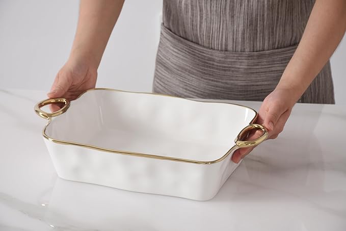 Pampa Bay Rectangular Baking Dish, Golden Handles, Kitchen, Gift