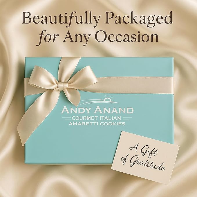 Andy Anand Gourmet Italian Amaretti Cookies | 20 Assorted Pieces, Chocolate, Peach, Orange, ... over 8 Flavors, Soft & Almondy | Made in Italy, Gluten-Free, Beautiful Gift Box | Luxurious Decadence (10 oz)