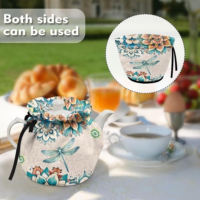 Azetc Tea Cozy for Teapot Insulated Dragonfly Teapot Cozy Western Tea Cosy for Teapot Dust Protector Southwestern Navajo Tea Cozy