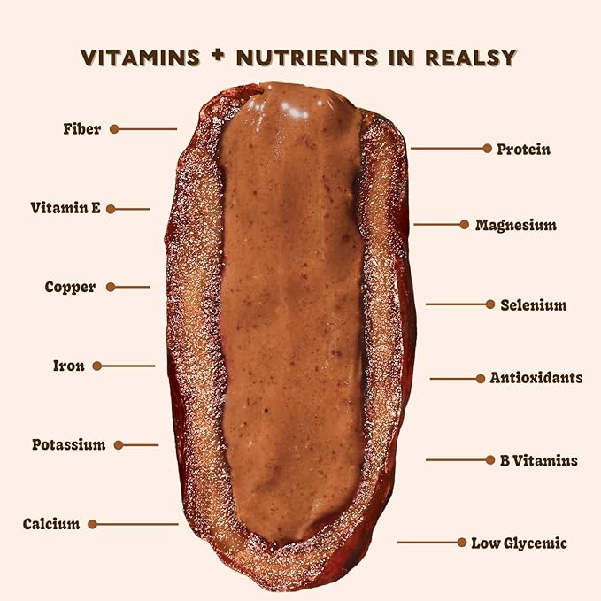 Realsy Filled Medjool Dates, Organic Dates with No Sugar Added, Gluten-Free, Vegan, All Natural Healthy Snack, Single Wrapped (40 ct) (Chocolate Peanut Butter)