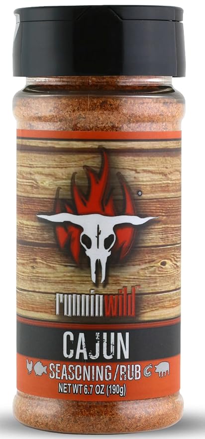 Gourmet Cajun Seasoning | No Artificial Flavors, No MSG added | Premium Cajun Rub for Chicken, Fish, Shrimp and Pork | Runnin Wild Foods, 6.7 ounces