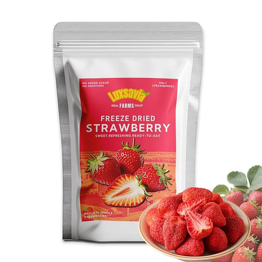 Premium Freeze Dried Strawberries 50-55 per bag,Whole Big Natural Dried Strawberries No Additives,Dehydrated Strawberry No Sugar Added,Snacks 3.52OZ/100g