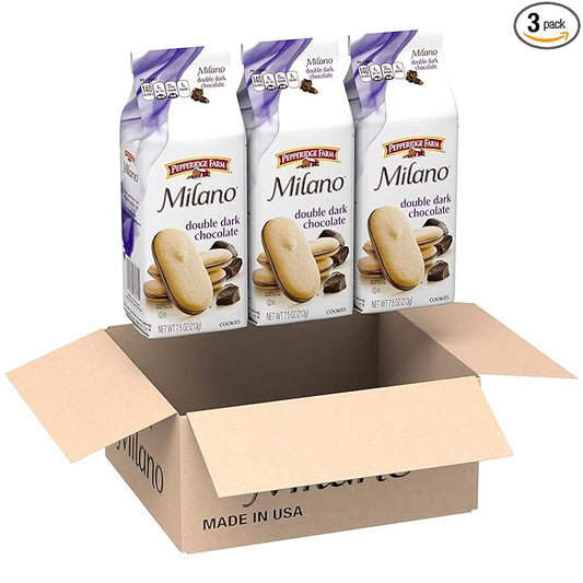Pepperidge Farm Milano Cookies, Double Dark Chocolate, 3 Bags, 7.5 oz. Each