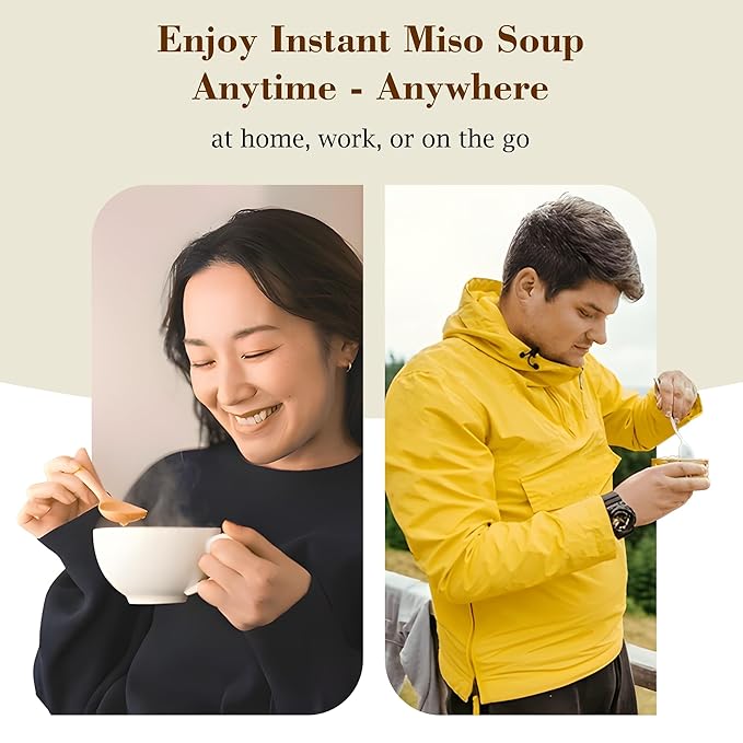 Fusion Select Freeze Dried Miso Soup Packets - Variety Pack with 4 Flavors - Vegetable, Shallot, Tofu & Okra Flavored Japanese Instant Miso - Just Add Water - 8 Single Serve Soup Packs, 2 per Flavor