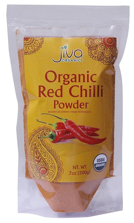 Jiva Organics Organic Red Chili Powder 7 ounce Bag - Extra Hot, Ground Indian Chillies, 100% Natural & Non-GMO