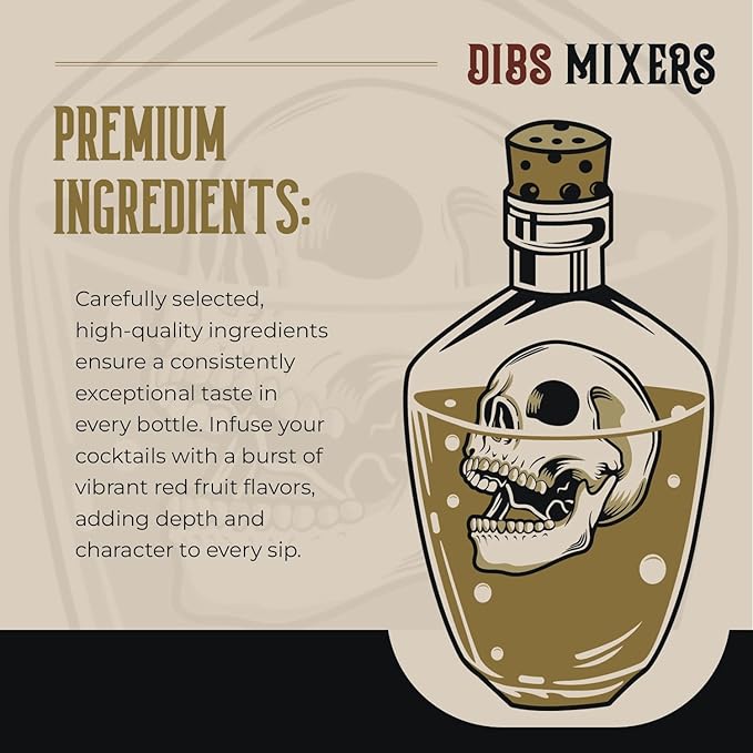 Dibs Mixers Demerara Syrup - Cocktail Mixer with Handpicked Spices & Guyana Demerara Sweetener - For Cocktails, Coffee, Desserts & More - 16oz