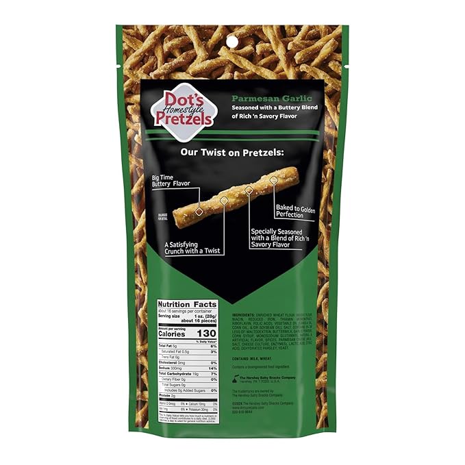 Dot's Pretzels Parmesan Garlic Seasoned Pretzel Twist Snack, 16oz Grocery Sized Bag