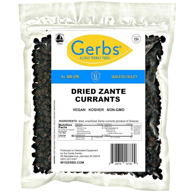 Gerbs Dried Zante Currants 4 lbs. | Unsulfured, No Additives, Resealable Bag | Naturally Bold & Tart Flavor | Top 14 Allergen-Free