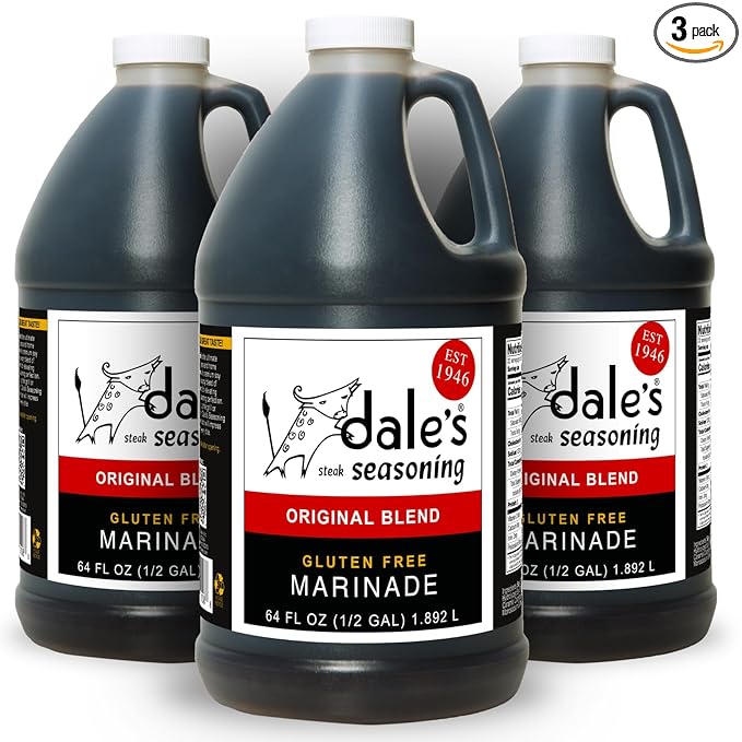 Original Steak, Poultry and Vegetable Seasoning By Dale's, Gluten Free | Delicious on All Meats, Fish, and Vegetables | 64 oz Bottle (3) | No Long Marinating, Savory Blend of Exotic Spice! Family Size